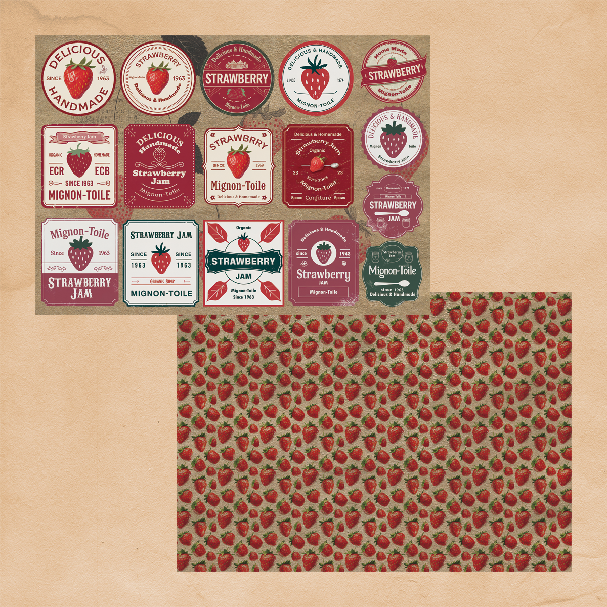 ペーパー【ロール紙43kg：2025いちごジャムラベル】 | デザイン